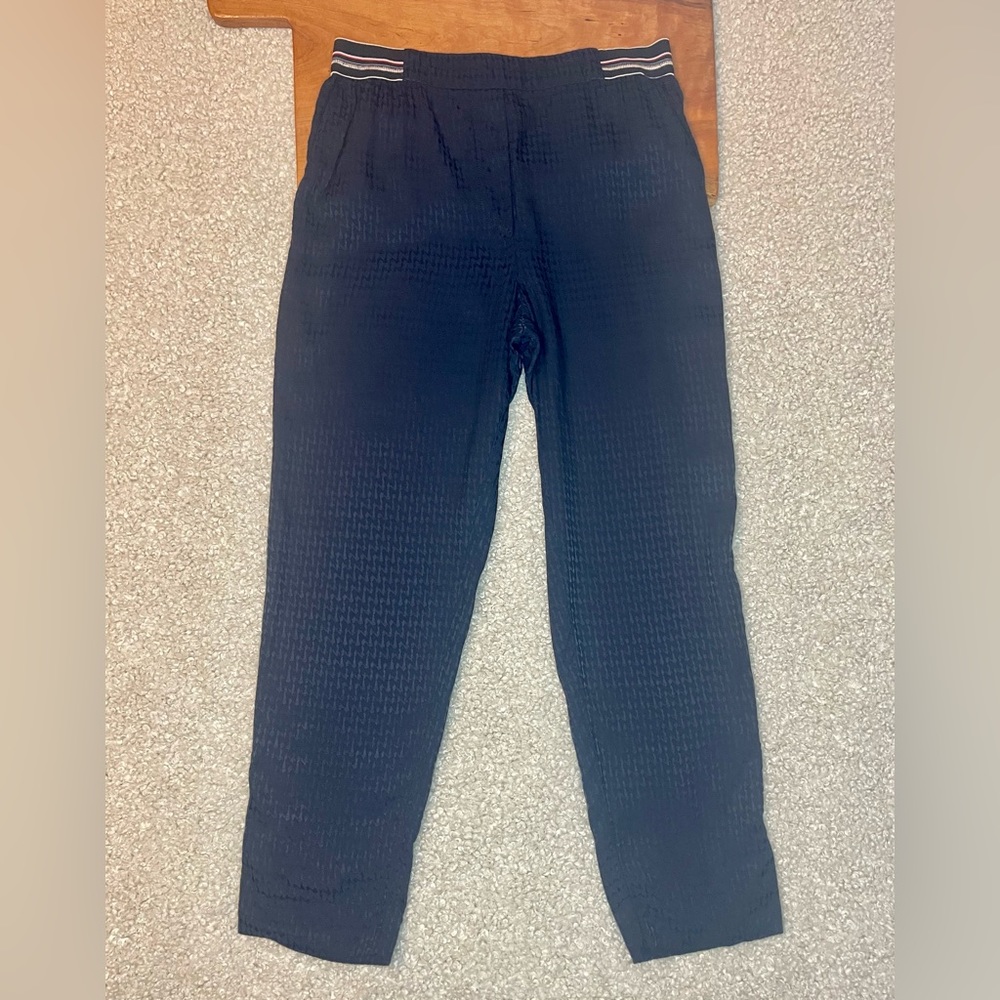Anthropologie‎ The Essentia Pull-On Trouser. Blue Cropped Textured Pant XS